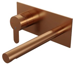 Brauer Copper Edition ColdStart wastafelkraan inbouw rechte uitloop met achterplaat model D2 koper geborsteld PVD