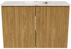 Mondiaz Joya DLux 60cm toiletmeubel oak met wastafel faye midden 1 kraangat frappe