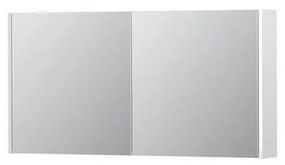 INK SPK1 Spiegelkast - 120x14x60cm - 2 deuren - dubbelzijdige Spiegel - schakelaar en stopcontact - MDF lak wit hoogglans 1110706