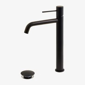 Orveta Click-clack Messing Wastafelkraan En Afvoerklepset Zwart & ↑30 Cm & Klep Zonder Overloop - Sklum