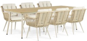 Tuinset 6 personen 240 cm Aluminium/wicker Taupe Coco Custa/Matale