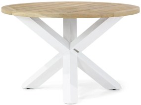 Dining Tuintafel rond 120 cm Teak Wit Wellington