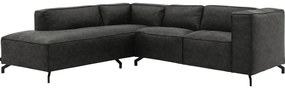 Goossens Bank Calvin grijs, micro leer, 2-zits, modern design met ligelement links