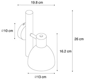 Landelijke wandlamp zwart met hout - Flint Landelijk E27 Binnenverlichting Lamp