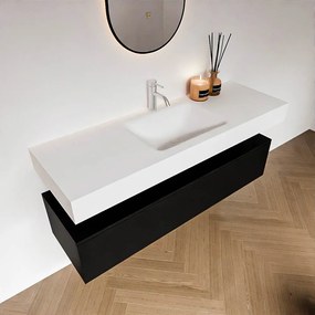 Zaro Alan badmeubel 140cm urban 1 lade met vrijhangende wastafel cloud midden 1 kraangat talc