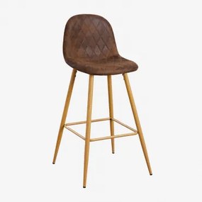 Glamm Hoge Kruk In Imitatieleer Koffie Diamond & ↑75 Cm & Natuurlijk Hout - Sklum