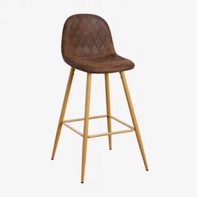Glamm Hoge Kruk In Kunstleer Natuurlijk Hout & Koffie Diamond & ↑75 Cm - Sklum
