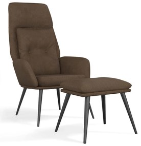 vidaXL Relaxstoel met voetenbank microvezelstof bruin