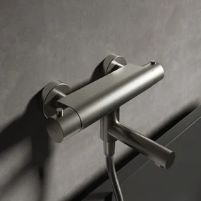 Hotbath Cobber Thermostatische Badkraan met uitloop Geborsteld Nikkel B020