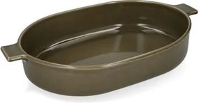 Ovenschaal, reactieve glazuur, steengoed, olijfgroen, 42 x 25 cm