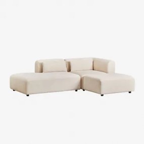 Modulaire Hoekbank Van 2 Delen Met Linker Divan En Poef Fogler Corduroy Linnen Beige - Sklum