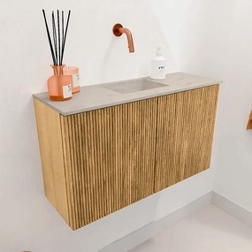 Mondiaz Joya DLux 70cm toiletmeubel oak met wastafel faye midden zonder kraangat opalo
