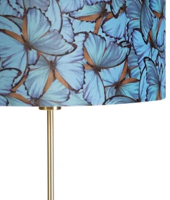 Vloerlamp goud/messing met velours kap vlinders 40/40 cm - Parte Klassiek / Antiek E27 cilinder / rond rond Binnenverlichting Lamp
