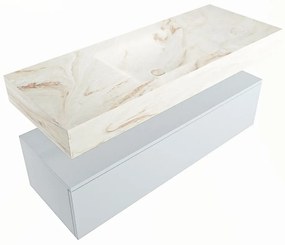 Mondiaz Alan DLux badmeubel 120cm clay 1 lade met wastafel frappe midden zonder kraangat