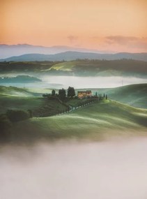 Foto Tuscany sunrise landscape view of green, serts, (30 x 40 cm)
