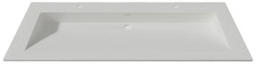 Lambini Designs Flora solid surface wastafel 120cm met kraangaten wit mat