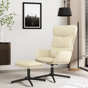 vidaXL Relaxstoel met voetenbank kunstleer crèmekleurig