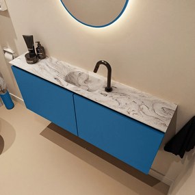 Mondiaz Ture DLux toiletmeubel 120cm jeans met wastafel glace midden met kraangat