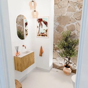 Mondiaz Joya DLux 60cm toiletmeubel oak met wastafel faye rechts zonder kraangat meli