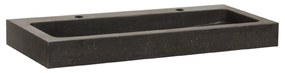 Sanituba Black Spirit wastafel basalt met twee kraangaten 100cm