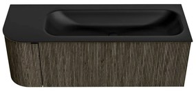 Mondiaz Kurve 125cm badmeubel ronding links shadow met 1 lade en deur en wastafel big medium kraangat rechts urban