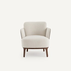 Fauteuil in notenhout en stof in 2 materialen, Jabote