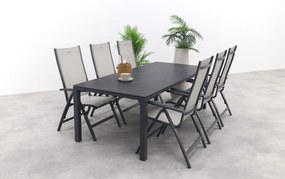 Hartman Monza alu/Chaneo verstelbare tuinset - 220x100 cm. - 7-delig