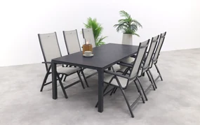 Hartman Monza alu/Chaneo verstelbare tuinset - 220x100 cm. - 7-delig