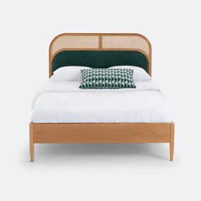 Bed in rotan en fluweel met beddenbodem Buisseau