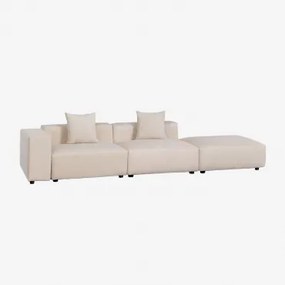 2-delige Modulaire Hoekbank Links Met Lage Armleuning En Poef (↔︎345 Cm) Bruna Corduroy Beige – Linnen - Sklum