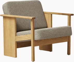 Eikenhouten loungefauteuil Block met wollen bekleding