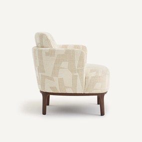 Fauteuil, massief notenhout en jacquard stof, JABOTE