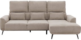 Goossens Excellent Bank Princess bruin, stof, 3-zits, elegant chic met chaise longue rechts