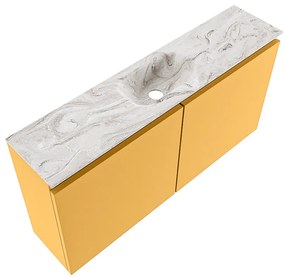 Mondiaz Ture DLux toiletmeubel 100cm ocher met wastafel glace midden zonder kraangat