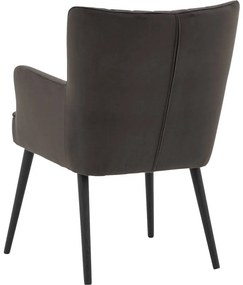 Goossens Eetkamerstoel Rob bruin velvet stof met armleuning, urban industrieel