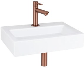 QeramiQ Fuente fonteinset - 38x24cm - 1 kraangat - keramiek - fonteinkraan koper - glans wit SW970033/SW799405/SW799403/SW21912