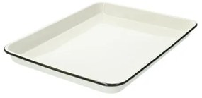 Dienblad &amp; bakplaat, emaille, wit/zwart, 42 x 32 cm