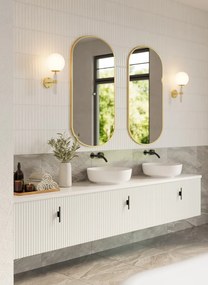 Muebles Ezra badmeubel ribbelfront 240cm wit mat met wit toppaneel zonder waskom