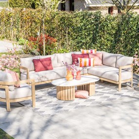 Garden Impressions Sirocco lounge dining set 3-delig rechts - acacia - grey sand
