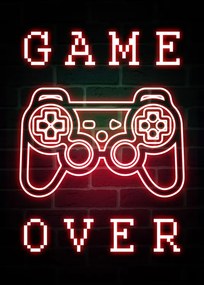 Ilustratie Game Over-Neon Gaming Quote