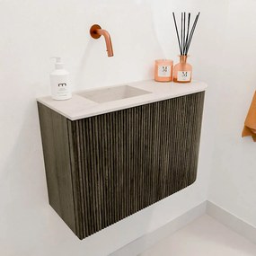 Mondiaz Joya DLux 60cm toiletmeubel ronding rechts shadow met wastafel faye links zonder kraangat meli