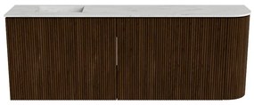 Mondiaz Joya DLux 110cm toiletmeubel ronding rechts walnut met wastafel faye links 1 kraangat opalo