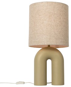 Design tafellamp beige met linnen kap beige - Lotti Design, Modern E27 Binnenverlichting Lamp