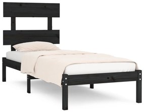 vidaXL Bedframe massief hout zwart 100x200 cm