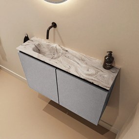 Mondiaz Ture DLux toiletmeubel 80cm plata met wastafel glace links zonder kraangat