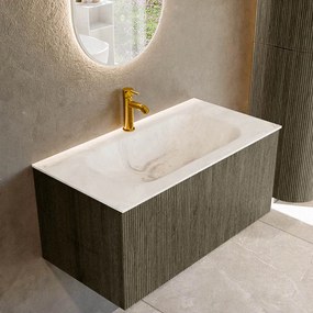 Mondiaz Kurve-dlux 90cm badmeubel shadow met 1 lade en wastafel big small midden 1 kraangat frappe