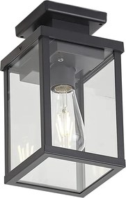 Moderne buiten plafondlamp zwart met bewegings- en schemersensor IP44 - Rotterdam