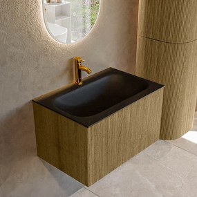 Mondiaz Kurve 70cm badmeubel dusk met 1 lade en wastafel big small midden 1 kraangat urban