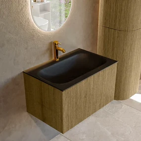 Mondiaz Kurve 70cm badmeubel dusk met 1 lade en wastafel big small midden 1 kraangat urban