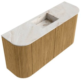 Mondiaz Joya DLux 85cm toiletmeubel ronding links/rechts oak met wastafel faye midden 1 kraangat frappe